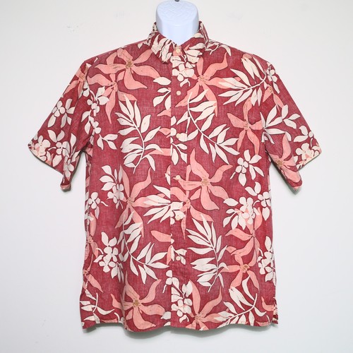 REYN SPOONER Red Cotton Floral Hawaiian Short Sleeve Button-Up Shirt Men's Large