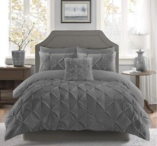 Image of 100% EGYPTIAN COTTON PINTUCK DUVET COVER BEDDING SET + PILLOW CASE SET 200TC