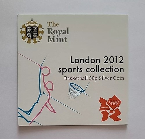 2011 London Olympics 2012 Basketball .925 Silver UK Fifty Pence 50p coin & COA - Picture 7 of 16