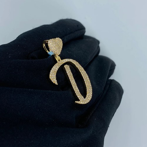 2.00 Ct Moissanite Custom Initial D Script Heart Pendant 14K Yellow Gold Plated - Picture 2 of 4