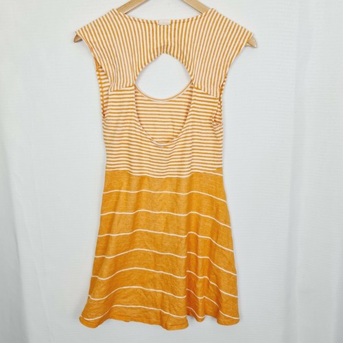 TIGERLILY Size 8 Cotton Orange Striped Open Back Loose Fit Short Drop Dress - Bild 2 von 9