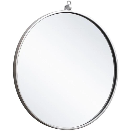 Elegant Decor Eternity 21" Round Mid Century Metal Frame Hooked Mirror in Silver - Picture 3 of 7