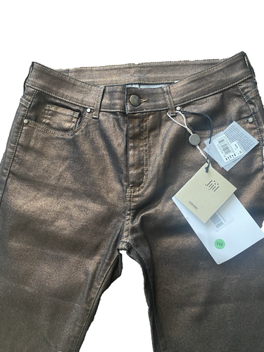 Jijil Italy Bronze Metallic Stretch Skinny Jeans Cropped Sz 30 NWT - Picture 2 of 8