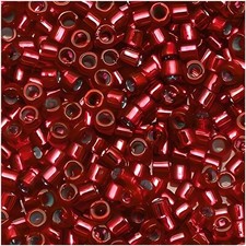 DB133 Miyuki Delica Seed Beads, Size 11/0, Silver Lined Red 7GM Tube
