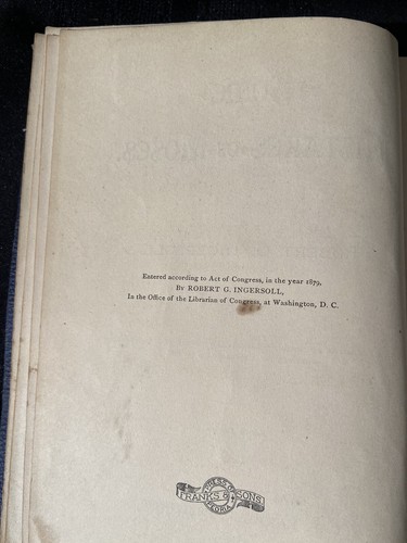 ANTIQUE, 1879 SOME MISTAKES OF MOSES BY ROBERT G. INGERSOLL, 4th EDITION - Imagen 6 de 9