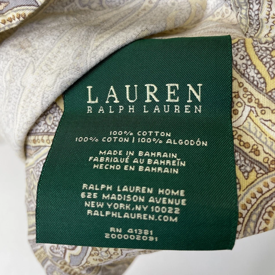 Ralph Lauren LRL Paisley Pillow Shams Set of 2 Standard Size Cotton Yellow White Foto 4 de 4