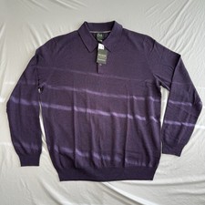 Jos A Bank Mens Sign Collection 100 IT Merino Wool Polo Sweater 2XL Purple