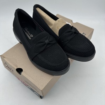 NIB Cleo s By Sketchers SZ 6 Black Cleo Square Loafers Stretch To Fit