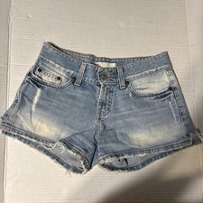 Baked Denim Distressed Jean Shorts Bintage 90s Short Shorts 26x2 Lt Wash