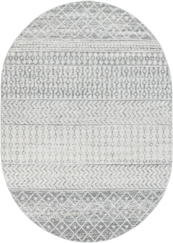 Livabliss Chester Boho Moroccan Area Rug,6'7" x 9' Oval,Grey Grey - Picture 3 of 9