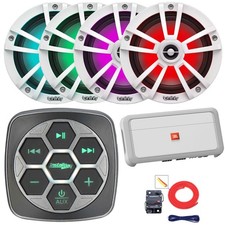 Metra IBBTR19 Controller, 4x 6.5" 225W Waterproof RGB LED Speakers, 4CH Amp, Kit
