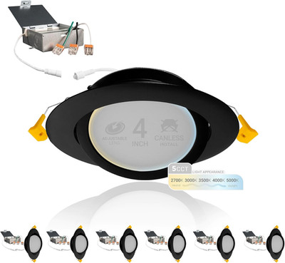Black 4 Inch Gimbal LED Recessed Lighting, 2700K/3000K/3500K/4000K/5000K Selecta