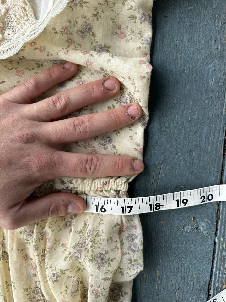 Maxi Vestido Gunne Sax Años 70 De Colección Campesino Pradera Marfil Floral Blanco Encaje Talla 7 Foto 3 de 4