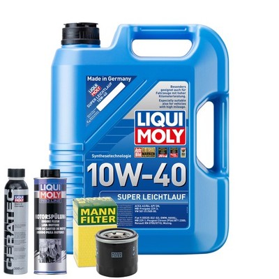 Motoröl 10W40 LIQUI MOLY Super Leichtlauf 5L +MANN Ölfilter +Spülung +Cera Tec