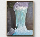 Waterfall into Pool Rock Chunky Abstract Original Acrylic 11 X 15 PAPER  AM Mai