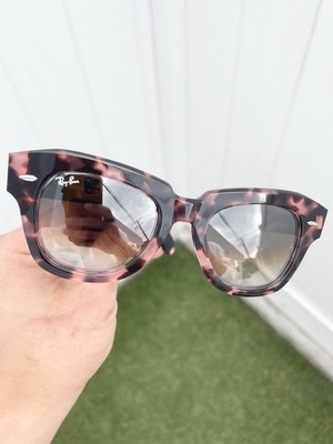 New Ray Ban State Street RB2186 2186 Pink Havana Brown Gradient Lens Size 49/20