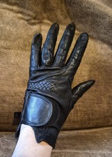 NEW Small Womens Youth Kids Black Leather Riding Huntseat Equestrian Gloves