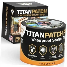 White TITANPATCH PRO Waterproof Sealant Tape 4" x20' – Stops Leaks 4" x 20ft