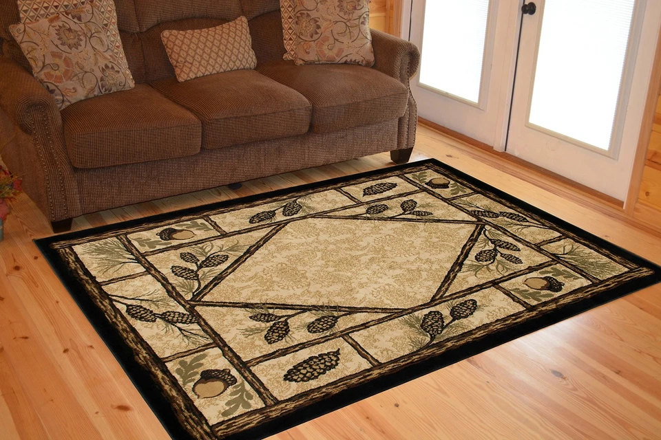 Alfombra rústica Lodge cono de pino arbolado 5x7, 5'3x7'3 Foto 2 de 2