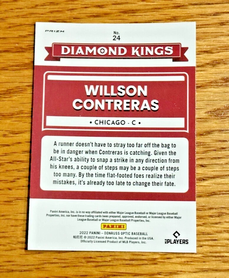 WILLSON CONTRERAS 2022 Panini Donruss Optic #24 White Sparkle Prizm SSP /20 - Image 2 of 2