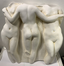 Classical White Plaster Sculpture – Three Graces Figurine / Wall Art