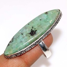 African Turquoise 925 Silver Plated Ring US 10 Birthday Gift New Year Vibes JW