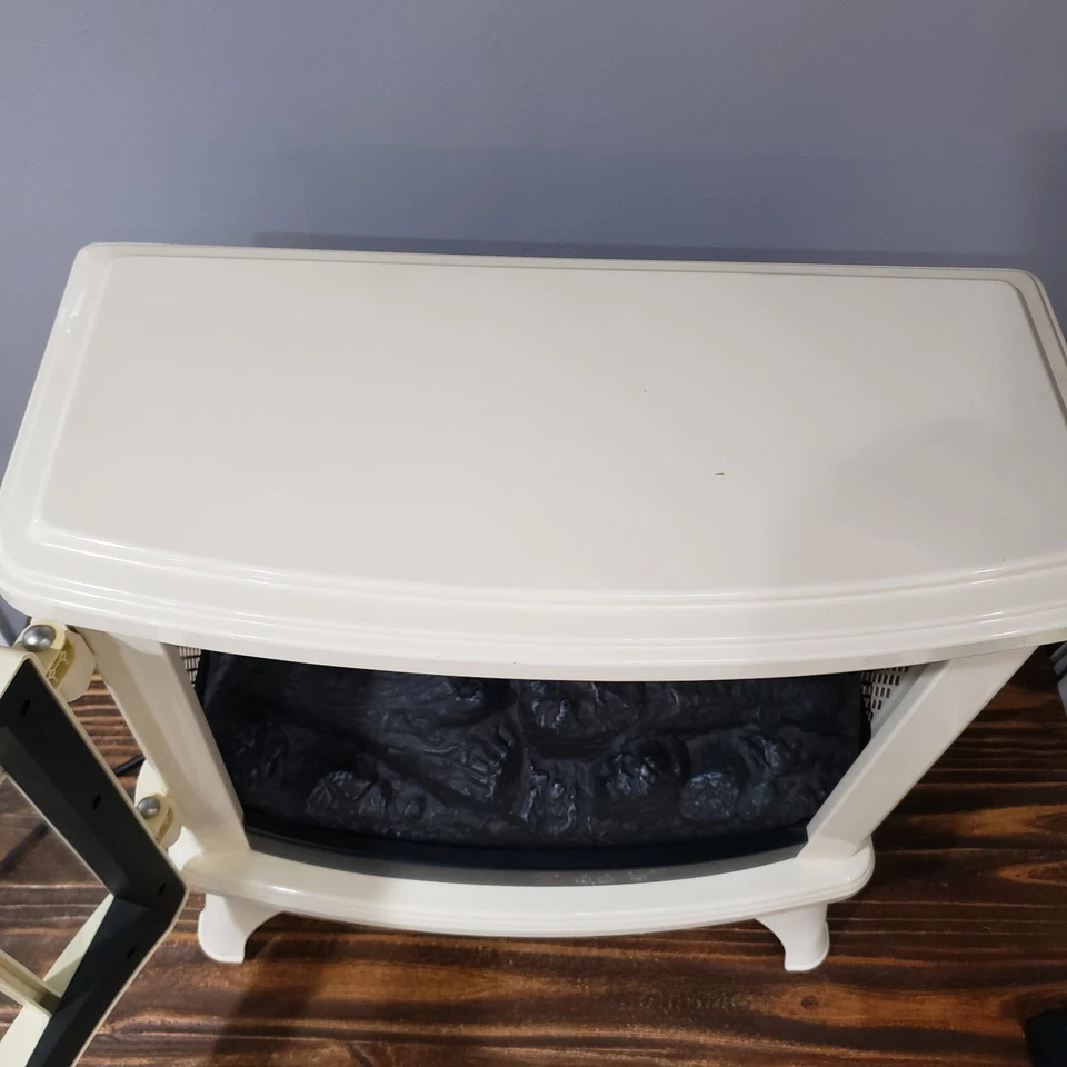 Chimenea Eléctrica Independiente Estufa Calentador con Efecto Llama 3D, Crema Probada  Foto 4 de 4