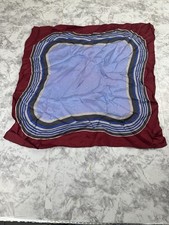 Vintage Maroon  Blue Striped Square Scarf   Retro Pattern, 27  Elegant Style