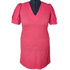 Tommy Hilfiger Blossom Dress Womens 16 Puff Sleeve Floral Jacquard Romantic Pink