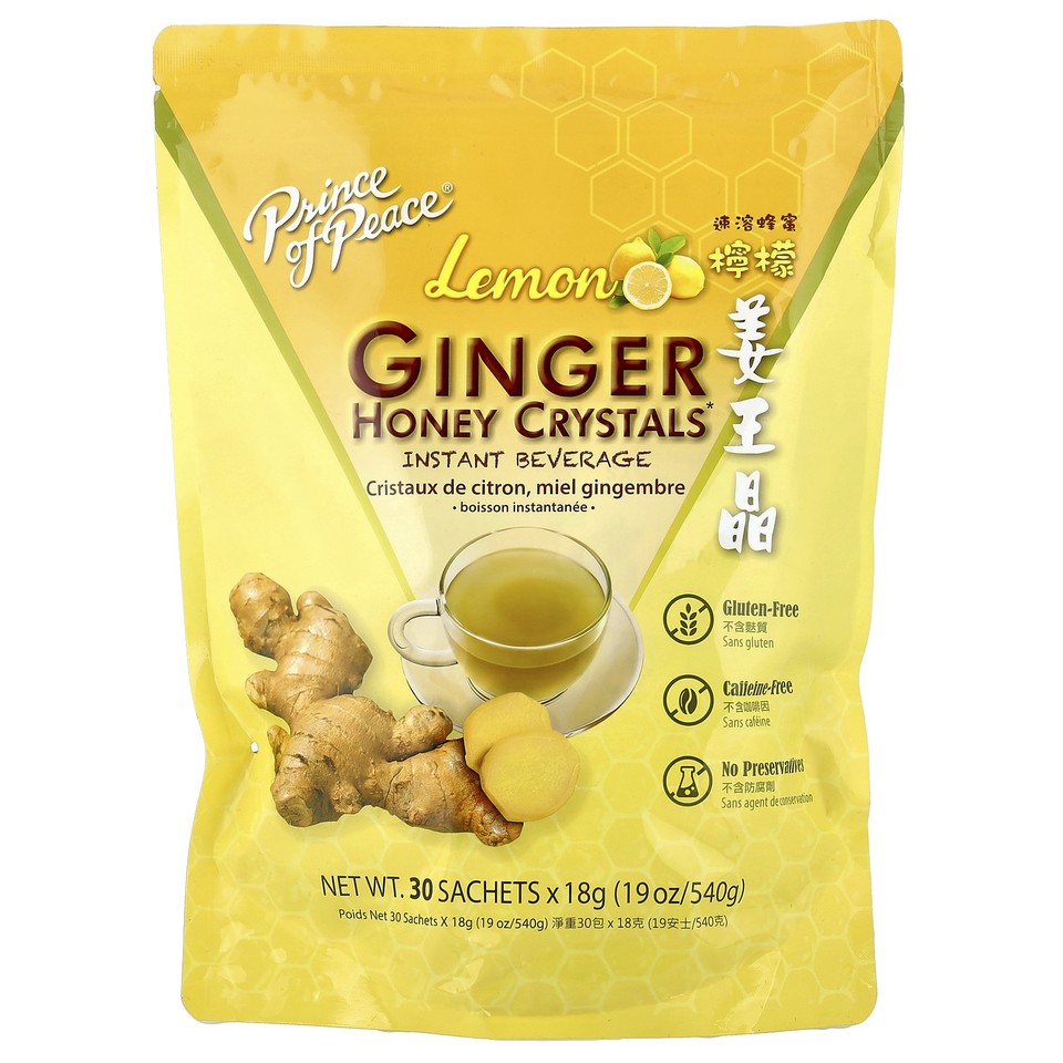 Ginger Honey Crystals, Lemon, Caffeine Free, 30 Sachets, 18 g Each