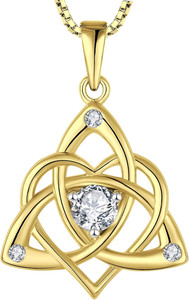 Authentic Celtic Knot Necklace 925 Sterling Silver 18K Gold Plated Trinity Love Knot Gifts