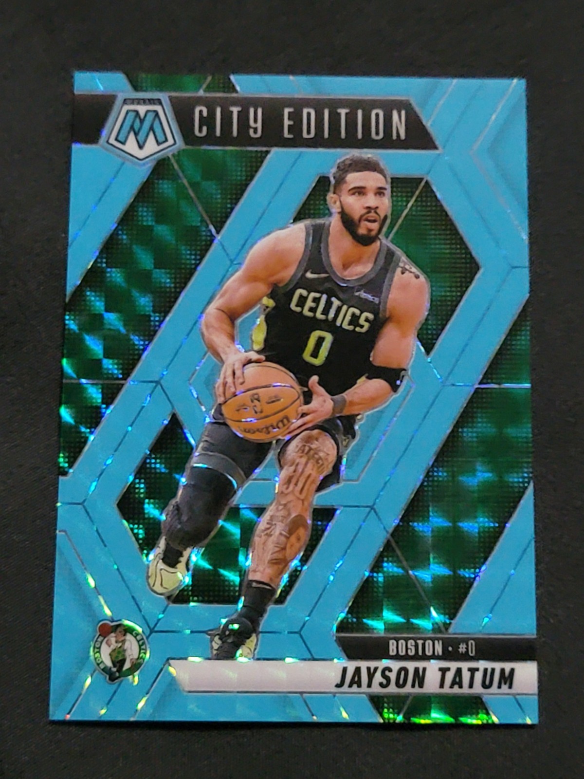 2024-2025 Panini Mosaic Jayson Tatum City Edition 287 Fluorescent Blue /75