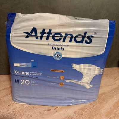 NEW Attends Advanced Incontinence Briefs XL Tabs Heavy Absorbency 20 Pack