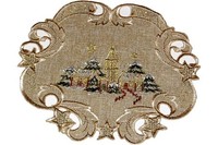Tischdecke Weihnachten Deckchen Weihnachtsdeckchen Rund 20 Cm Stoff Bestickt