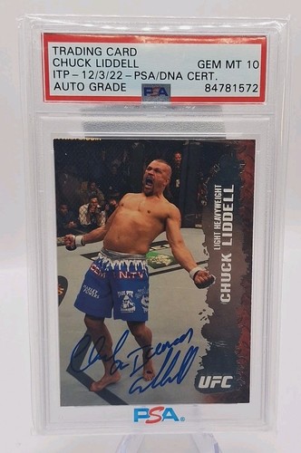 2009 TOPPS UFC CHUCK LIDDELL HAND SIGNED PSA/DNA AUTHENTIC GEM MT 10 ROOKIE YEAR - Picture 3 of 5