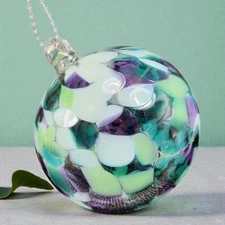 Hand Blown Studio Art Glass Orb Ornament Friendship Ball Witch Ball Multicolored