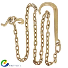 5/16 x 8 FT Grade 70 Tow Chain 15" J Hook R J T Cluster Hook Recovery Wrecker