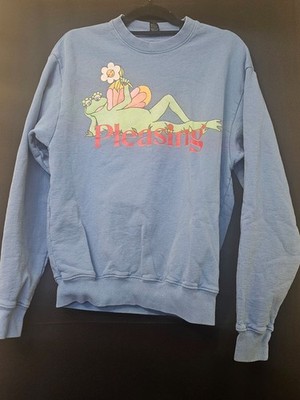 The Pleasing Crewneck Sweatshirt Adult Size medium Blue, Frog, Rare