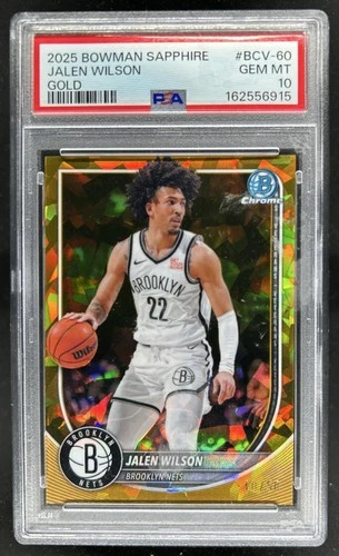 2025 Bowman Sapphire Jalen Wilson Chrome Gold Refractor #/50 Nets PSA 10