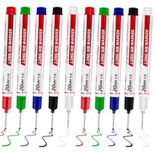 Long Nib Permanent Markers - 10 Pcs Waterproof Multi-Surface Marking Set