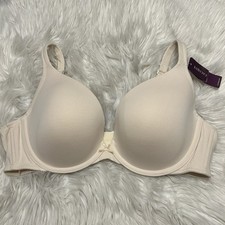Cacique 44C Bra Beige Plunge Underwire Back Closure Cotton Stretch NEW