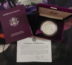 1986-S United States American Eagle 1 ounce silver coin with box and COA