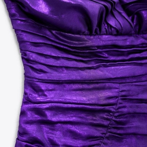 Vestido púrpura drapeado Zara talla M - Imagen 5 de 5