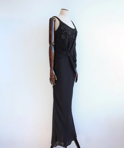 Christian Dior by John Galliano Spring 2007 Black Draped Silk Rhinestone Gown - Picture 2 of 12