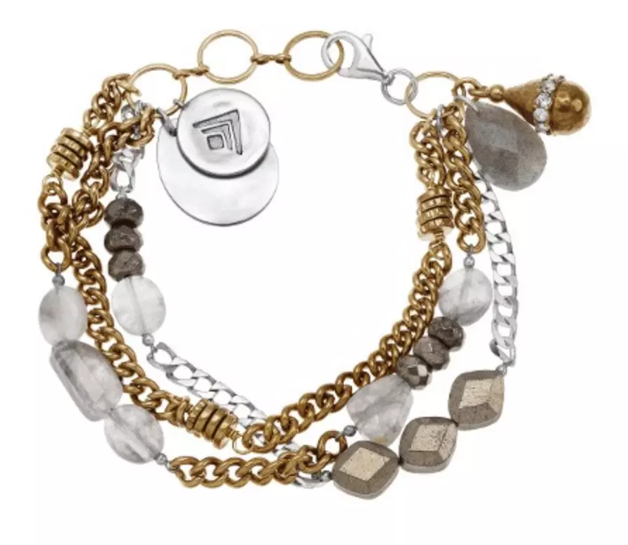 Silpada Pyrite Labradorite Brass Crystal Garden Party Sterling