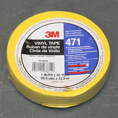 4) 3M Floor Marking Tape 471, Yellow Vinyl, 1