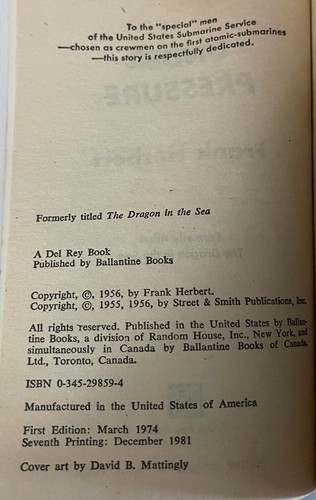 Under Pressure by Frank Herbert (Paperback, 1981) A Del Rey Book - Imagen 4 de 4