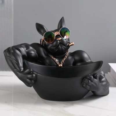 Schwarze Wohndeko Figur Turnhalle Hund Welpe Aufbewahrungsbox Tier Statue Ornament Geschenk