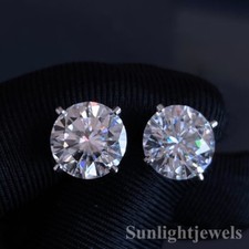 5 Ct Certified Treated Off-White Diamond Solitaire Studs 925 Silver Great Shine
