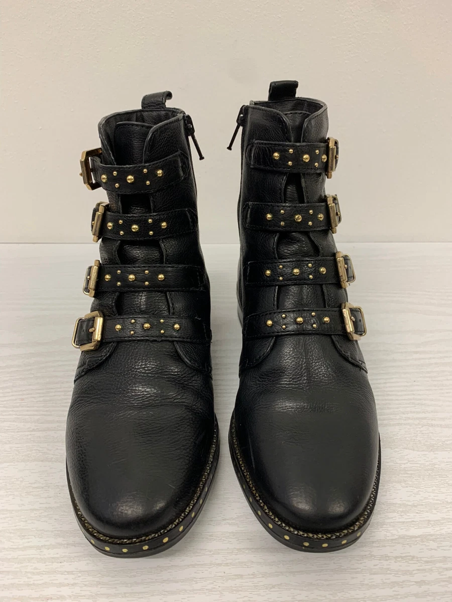 Dune Pixel Boots Size 3 Black Soft Leather Buckle Detail Ankle Boot Eur 36